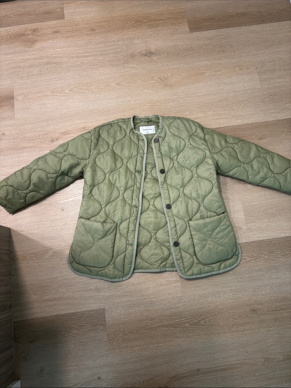Aritzia Light Olive Quilted Puffer Jacket
